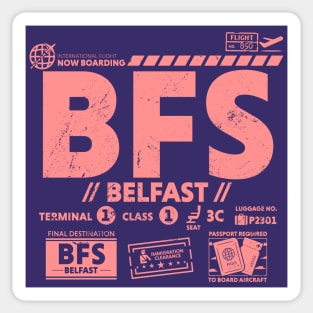 Vintage Belfast BFS Airport Code Travel Day Retro Travel Tag Northern Ireland Sticker